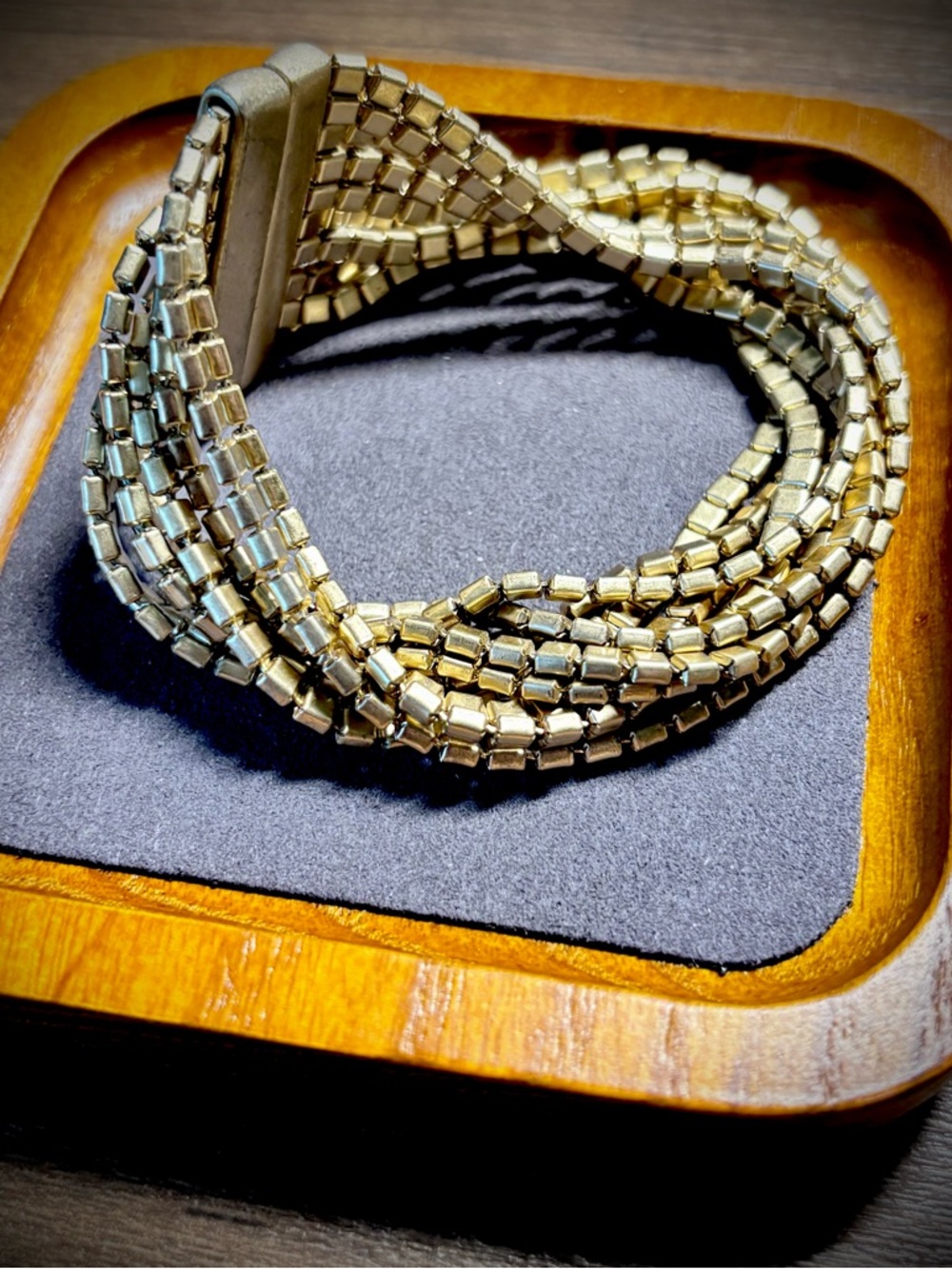 Gold Multi-Strand Bracelet - Magnetic Closure‎ Vintage Bracelet Kiam Family
